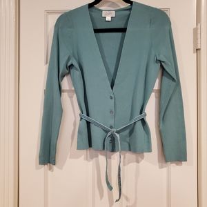 Ann Taylor LOFT Aqua Blue Cardigan Sweater Small